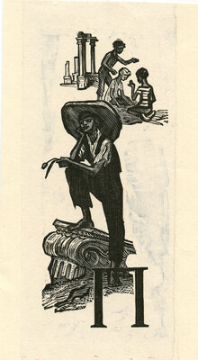 Билль Александра Феликсовна. Лот из трех эскизов обложки и 12 буквиц к книге М. Горького «Сказки об Италии»